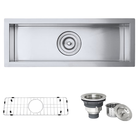 Ruvati 23"x8" Bar Prep Sink Narrow Trough Undermount 16 Gauge SS Single Bowl RVH7120